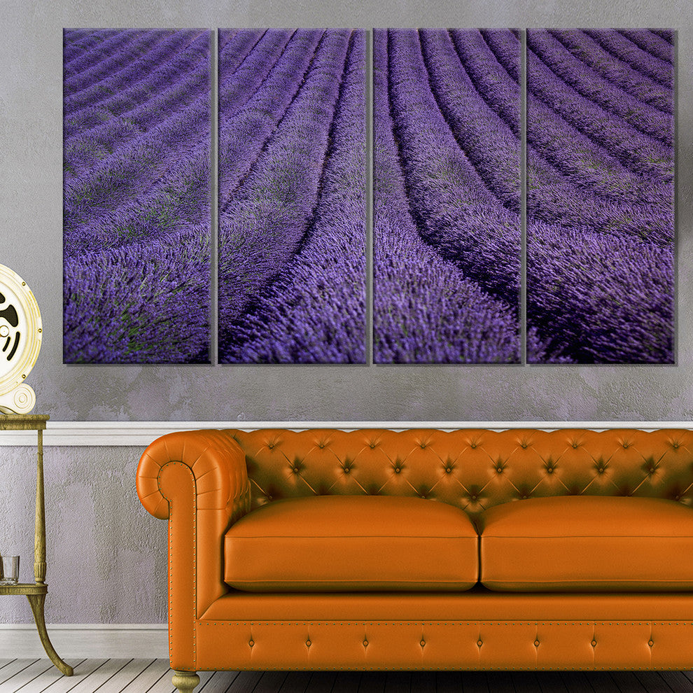 "Blooming Lavender Flower Texture" Landscape Wall Wall Art, 4 Panels, 48"x28"