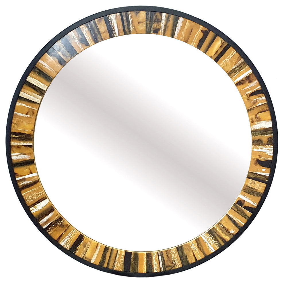 Benzara BM285530 32" Accent Wall Mirror, Round Metal Frame