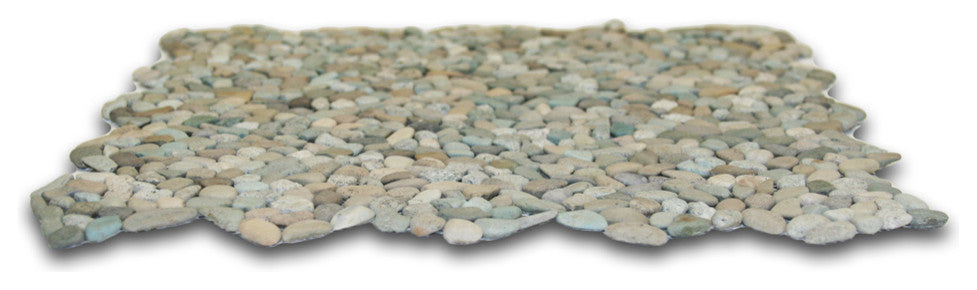 Small Sea Green Pebble Tile, 12x12 mesh, eco-friendly, for showers