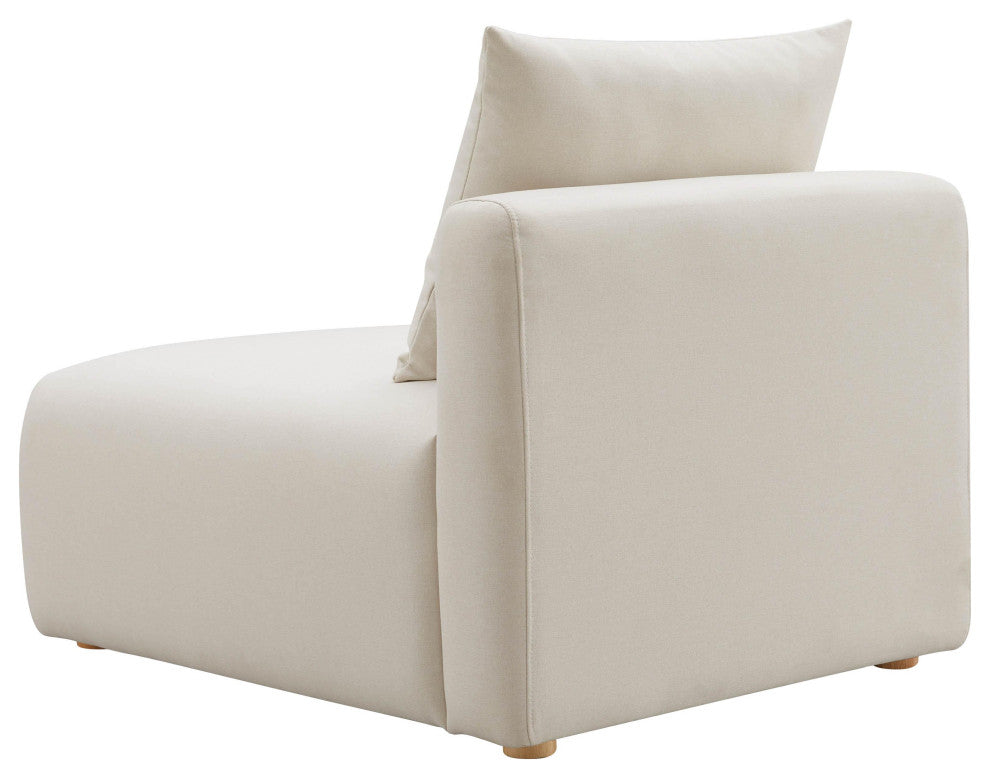 Hangover Cream Linen Modular Armless Chair - Cream
