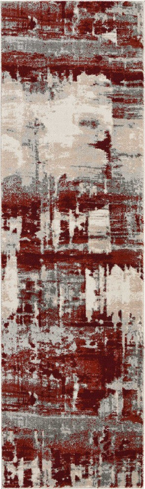 Nourison Maxell Ivory/Red Area Rug, 2'2"x7'6"