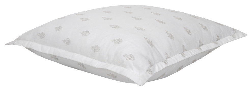 Delara 100% Organic Cotton 2 Inch Flange Euro Sham Set of 2, 26"X26", Ivory