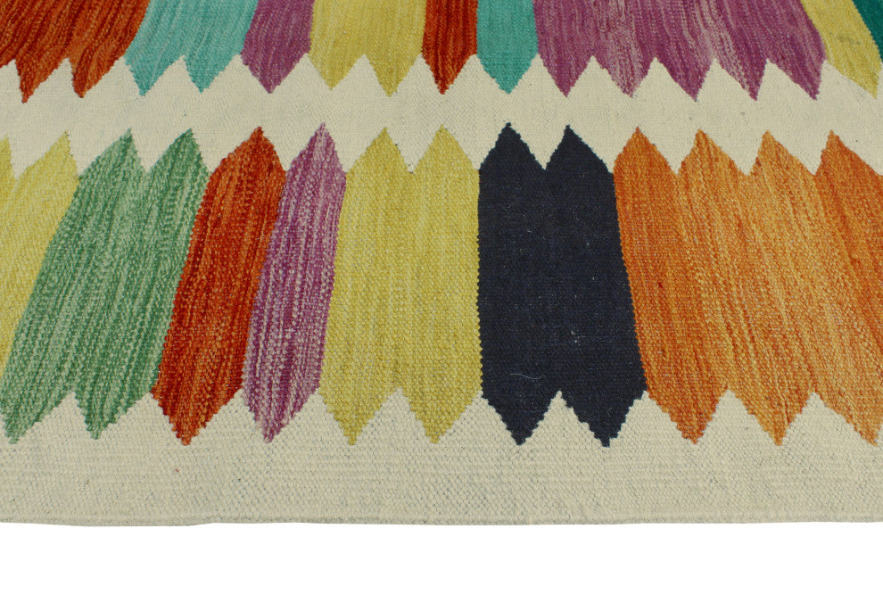 Modern Flatweave Milford Ivory/Red Rug, 5'10x7'11