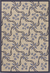 Chandra Plaza Pla10406 Outdoor Rug, Blue/Beige, 5'2"x7'4"