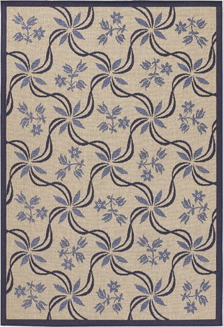 Chandra Plaza Pla10406 Outdoor Rug, Blue/Beige, 5'2"x7'4"