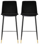 Evora Black Velvet Counter Stool (Set of 2) - Black