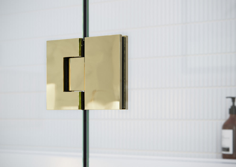 36"Wx78"H Frameless 3 Panel Inline Shower Door, Polished Brass