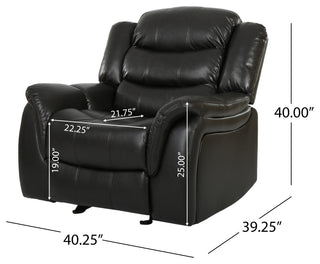 GDF Studio Hayvenhurst Black Leather Recliner/Glider Chair