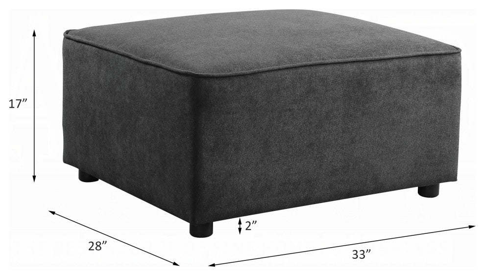 Silvester Ottoman, Gray Fabric
