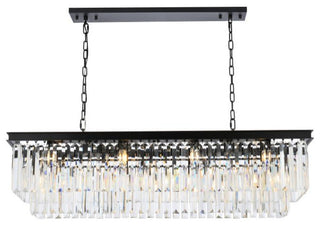 Elegant Lighting 1232D50/RC Sydney 12 Light 50"W Crystal Linear - Matte Black