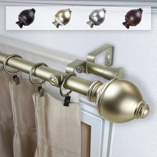 Anthea 1" Double Curtain Rod, Light Gold, 120-170"