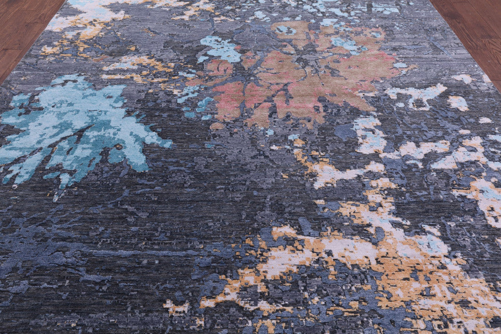9' 1" X 12' 0" Abstract Wool & Silk Hand Knotted Rug - Q14897