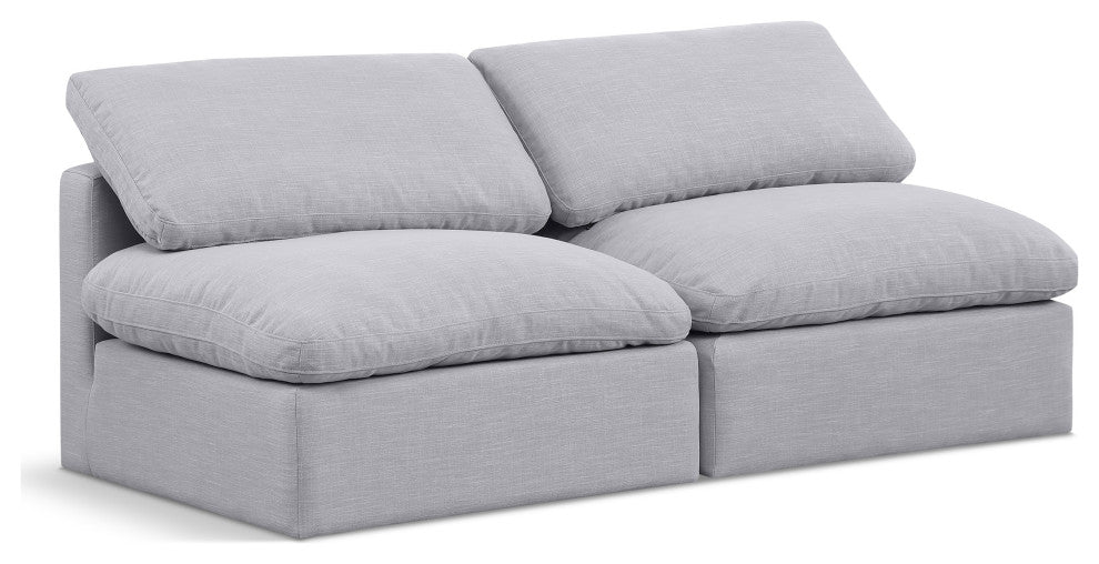 Indulge Upholstered Modular Sofa, Grey, 2-Piece: 2 Armless Chair, Down Stuffed Linen Textured Fabric