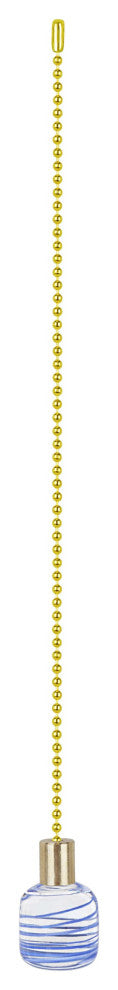 Aspen Creative 20509-X, 12" Glass Knob with Pull Chain, Clear With Blue Grain, P