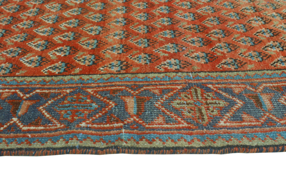 Vintage Distressed Camila Red/Navy Runner, 3'9x9'0