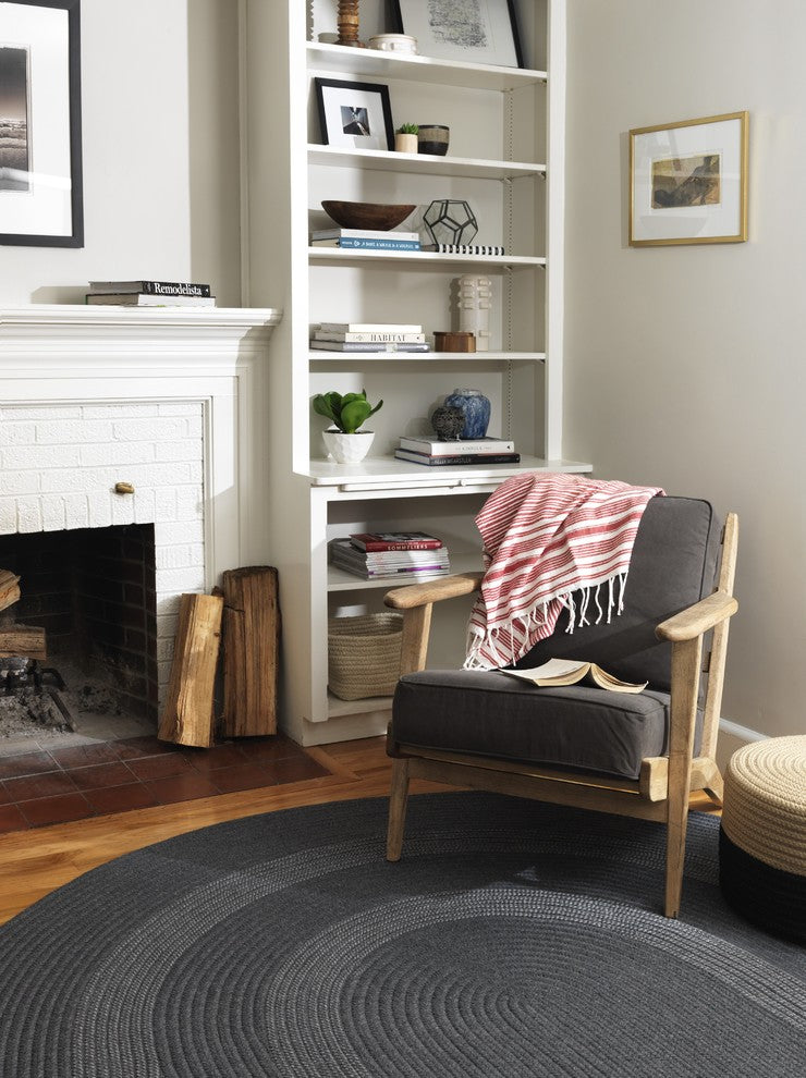 Colonial Mills Graywood GW43 Charcoal Bordered Area Rug, 12' Round