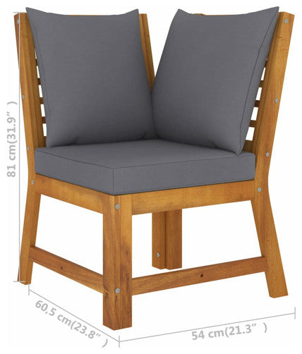 vidaXL Patio Lounge Set Outdoor Sectional Sofa 6 Piece Cream Solid Wood Acacia, Dark Gray, 1 Piece, Middle + Corner + Bench + Table