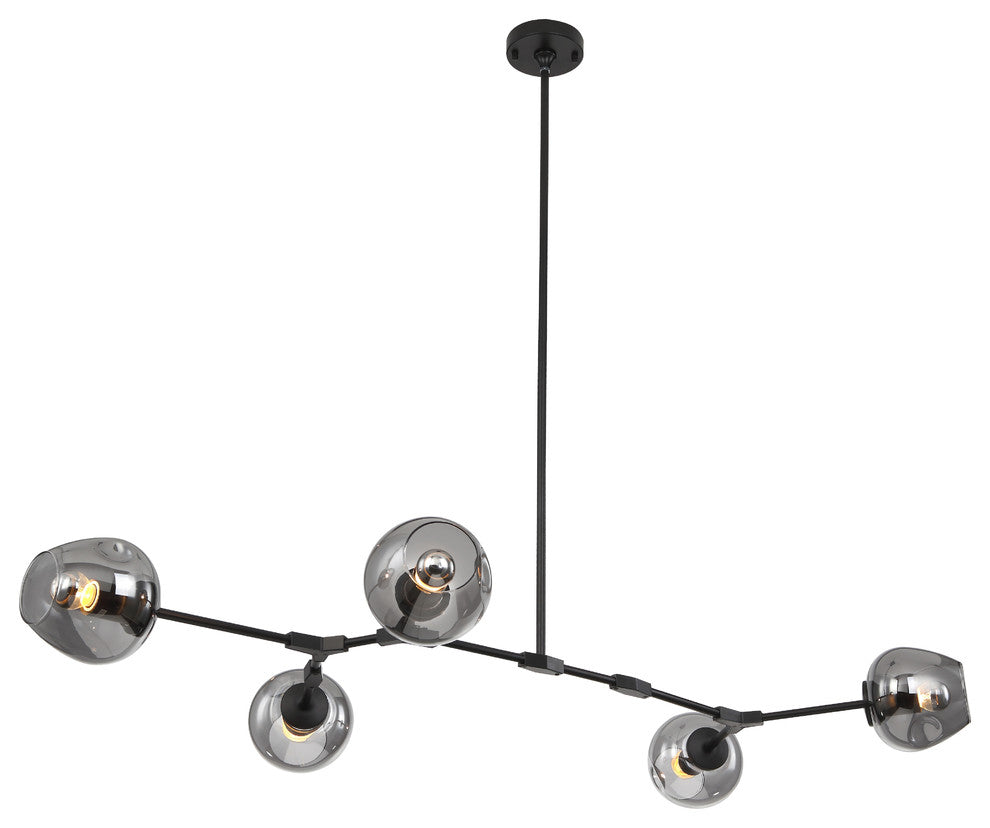 Textured Smoke Glass Shade Light Fixture, Black