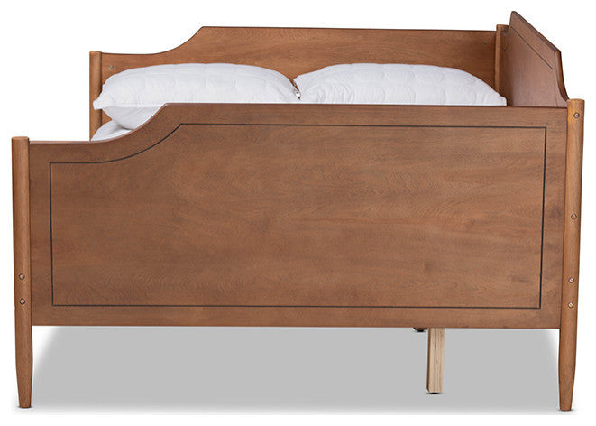 Lachlan Classic Farmhouse Wood Full Daybed, Walnut Brown, No Trundle