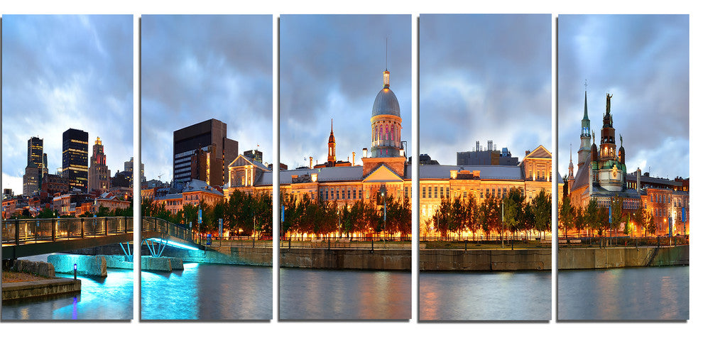 "Montreal Panoramic View" Cityscape Canvas Photo Print, 5 Panels, 60"x28"
