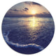 Tranquil Blue Beach At Sunset, Seashore Round Metal Wall Art, 11"