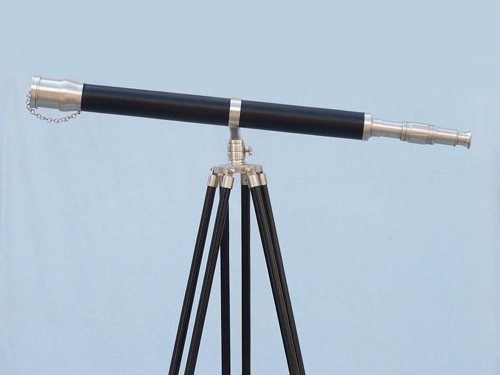 Floor Standing Brushed Nickel With Leather Galileo Telescope 65''