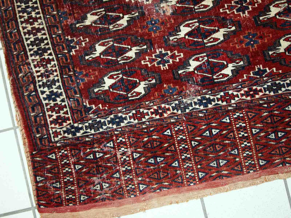 Handmade Antique Turkmen Yomud torba bag 2.2'x3.8', 70cmx118cm 1900s