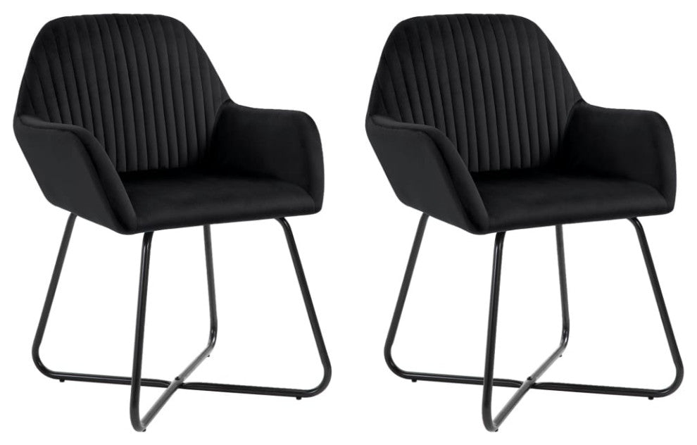 vidaXL Dining Chairs 2 pcs Black Velvet