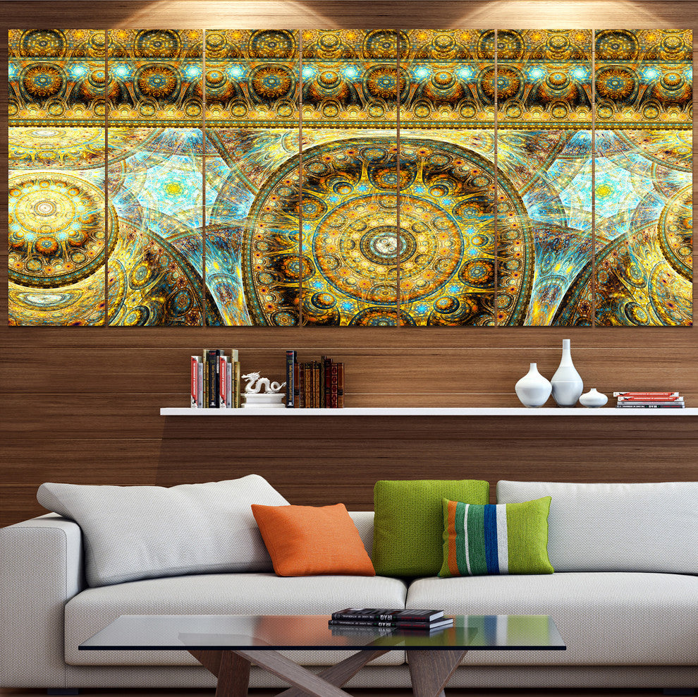 Brown Extraterrestrial Life Cells, Floral Canvas Art Print, 83"x32", 7 Panels