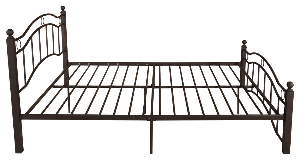 Hallie Contemporary Iron King Bed Frame, Hammered Copper