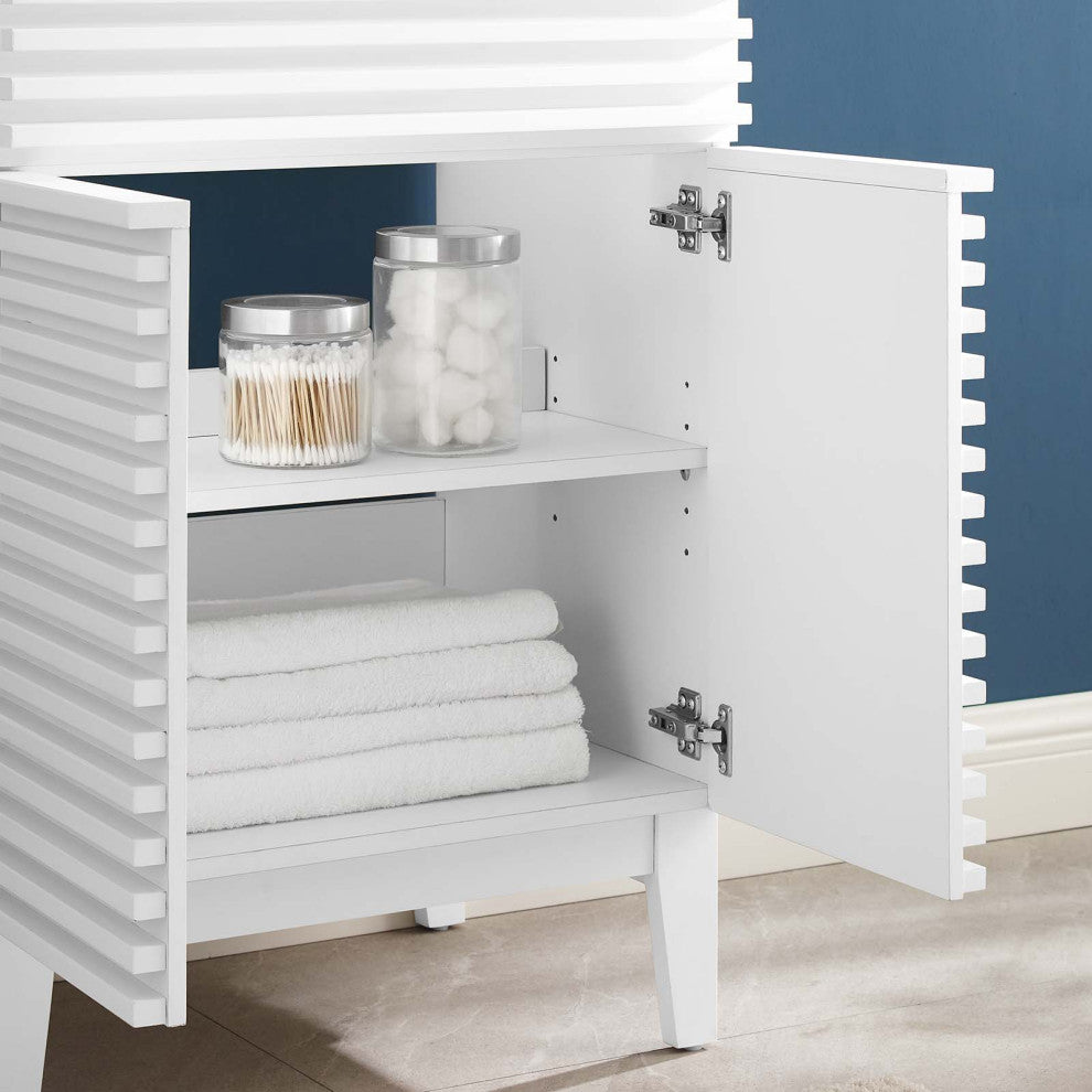 Render Bathroom Vanity Cabinet, Sink Basin Not Included, White
