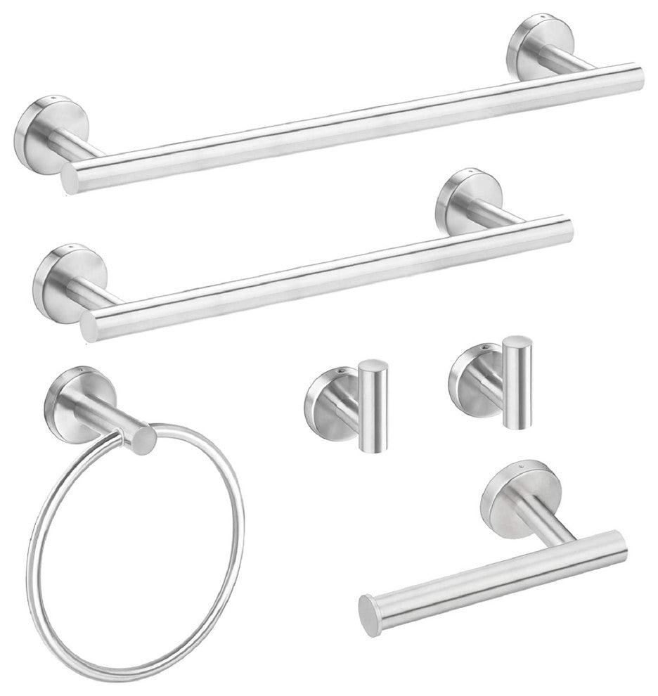 6-Piece Wall Mounted Bathroom Hardware Set, Brushed Nickel