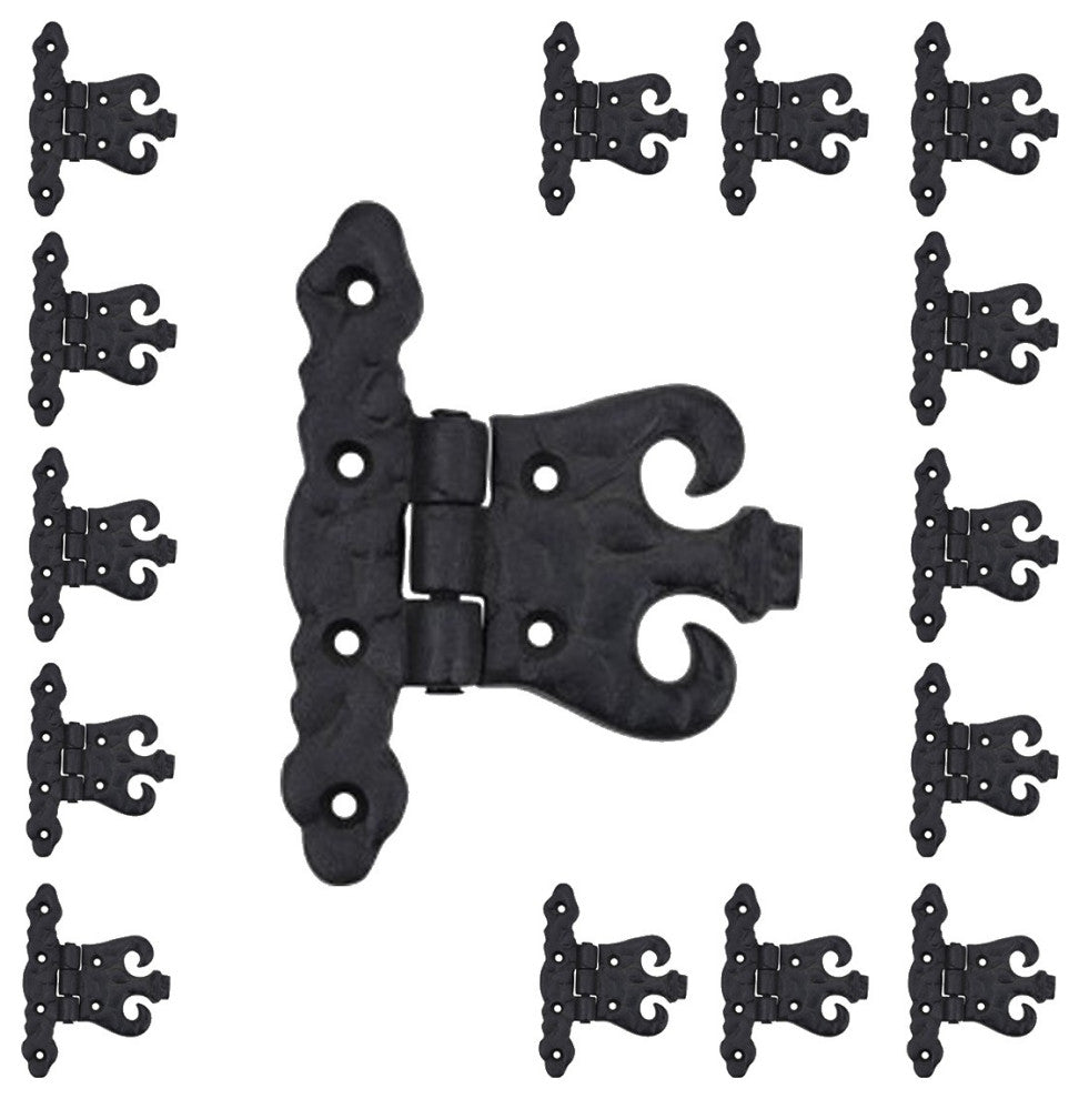 Wrought Iron Black Cabinet Door Hinge Rust Resistant Flush Mount Hinges