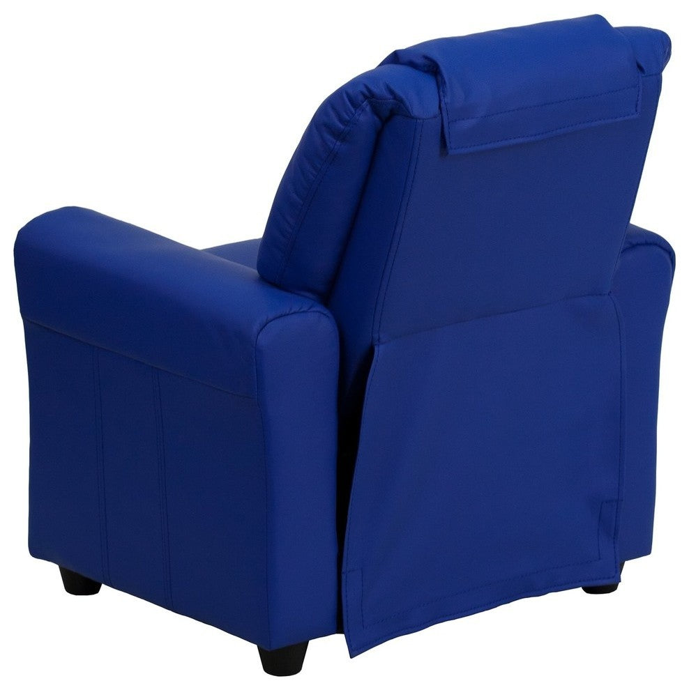 Kids Recliner With Cup Holder And Headrest, Blue