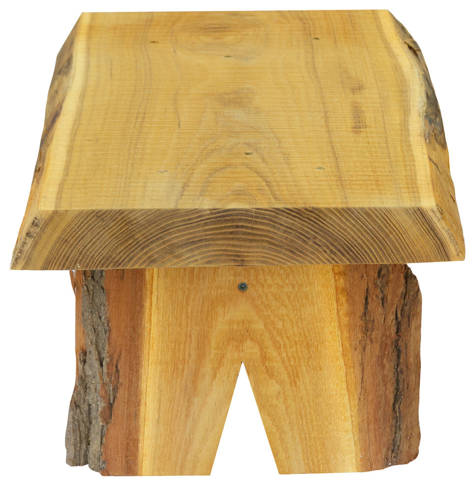 Live Edge Decorative Flower Pot Garden Bench, Natural Stain, 2 Foot