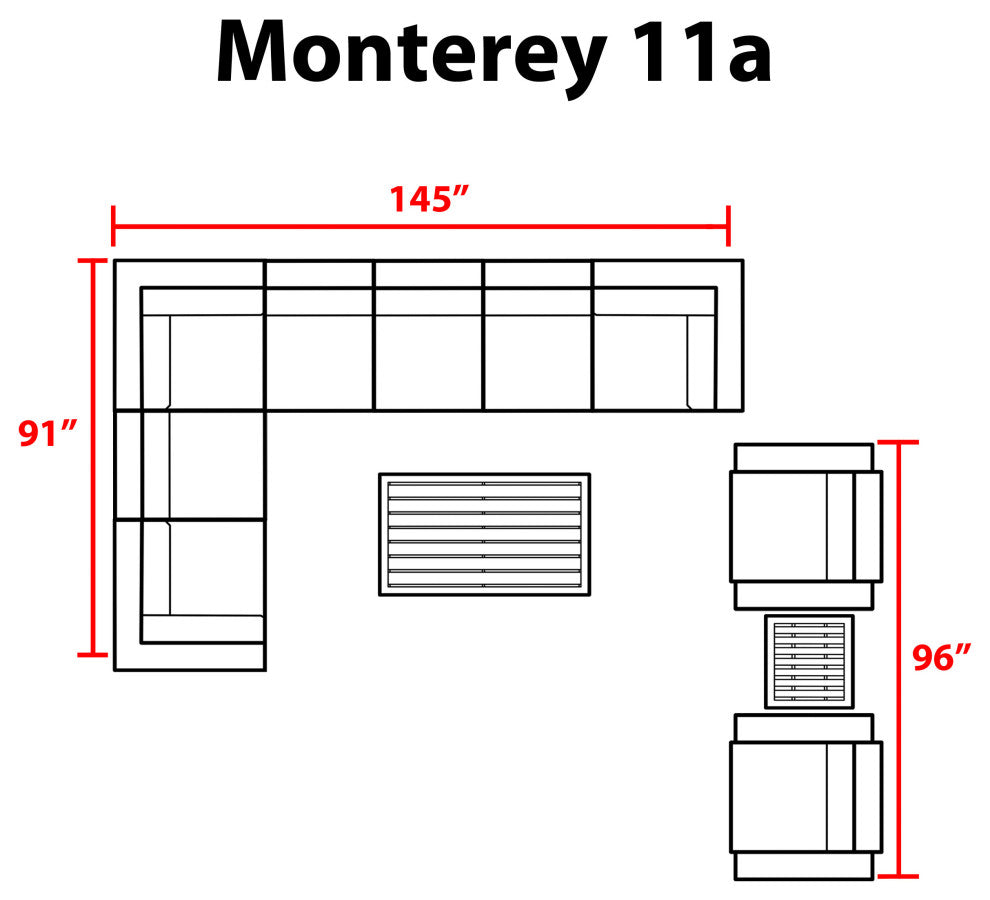 Monterey 11 Piece Outdoor Wicker Patio Furniture Set 11a