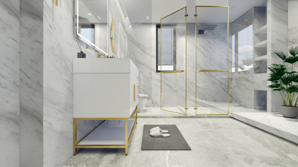 Madison 36" Freestanding Vanity with Reinforced Acrylic Sink, High Gloss White