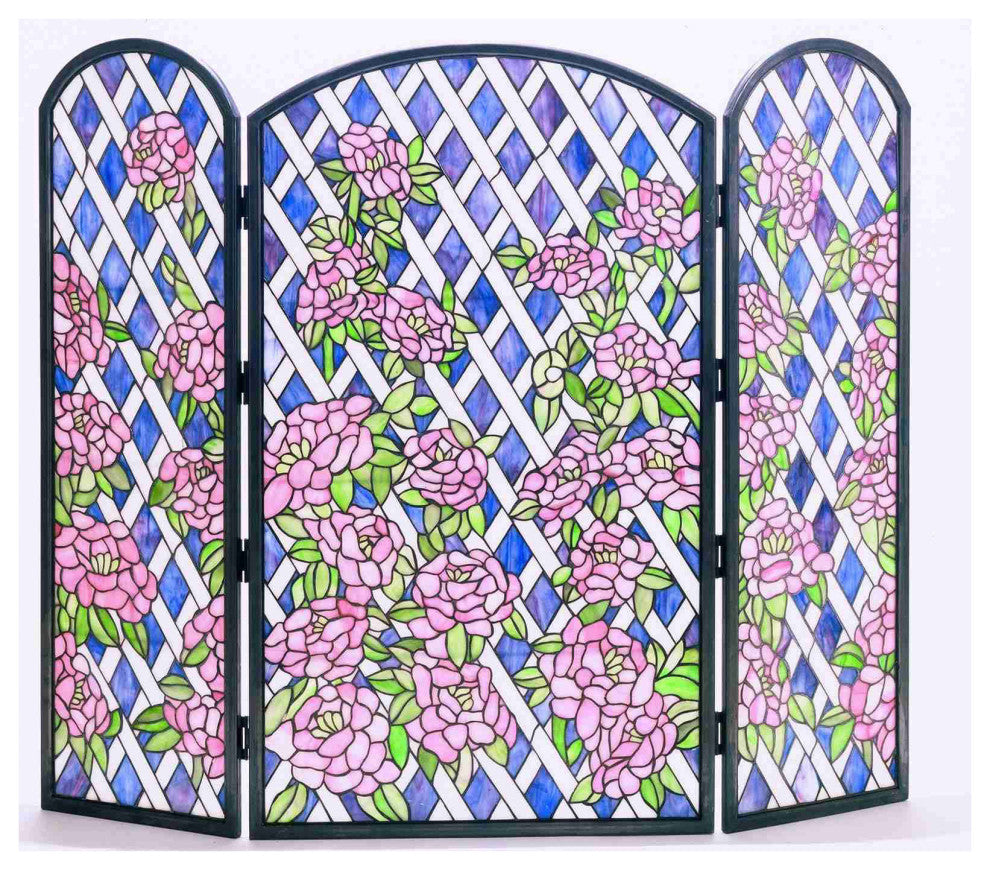 Meyda Lighting 35745 40"W X 34"H Rose Trellis Fireplace Screen