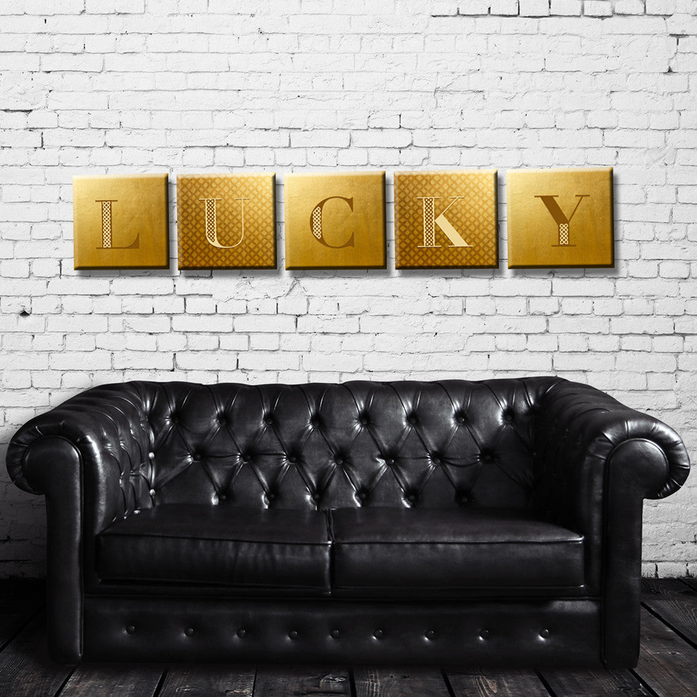 Lucky' 4-Piece Canvas Art Set, 16"x16"