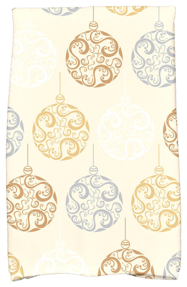 Painterly Bulbs Decorative Holiday Geometric Print Hand Towel, Brown