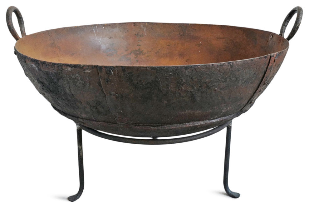 Consigned Vintage Iron Kadai Fire Bowl 3
