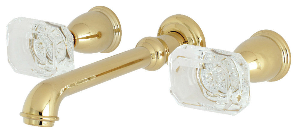 Kingston Brass Two-Handle Wall Mount Bathroom Faucet, Polished Brass