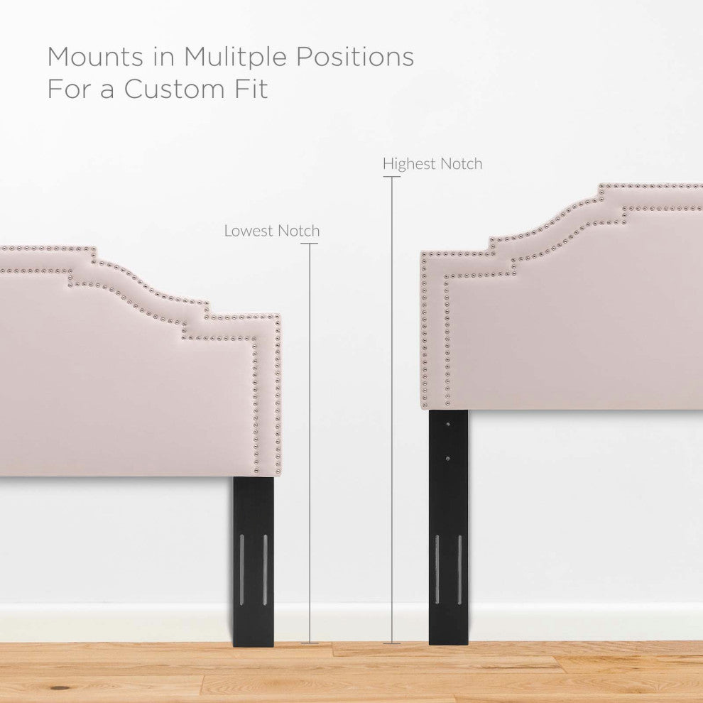 Headboard, Full Queen Size, Velvet, Pink, Modern Contemporary, Bedroom Master