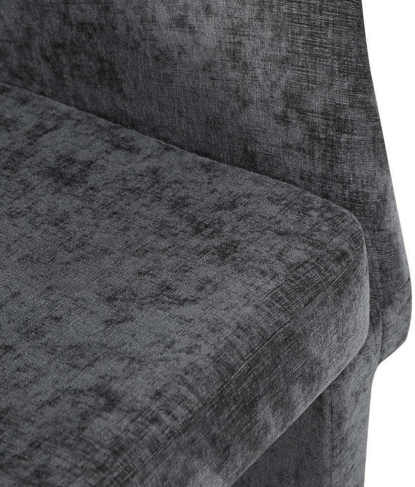 Emmet Boucle Fabric Dining Chair / Accent Chair, Black, Chenille Fabric