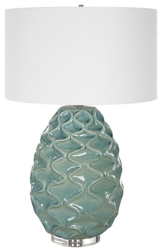 Laced Up Sea Foam Glass Table Lamp