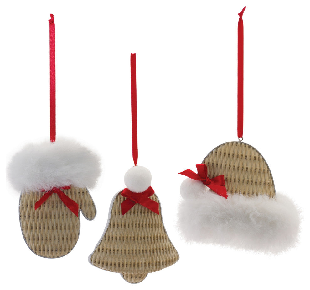 Cozy Mitten Hat and Bell Ornament, 12-Piece Set