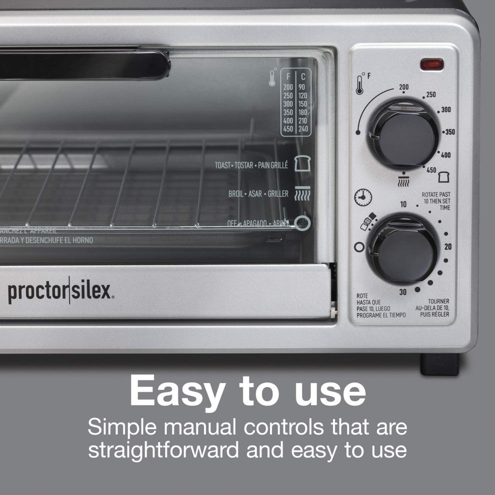 4 Slice Countertop Toaster Oven, Multi-Function with Bake, Toast and Broiler