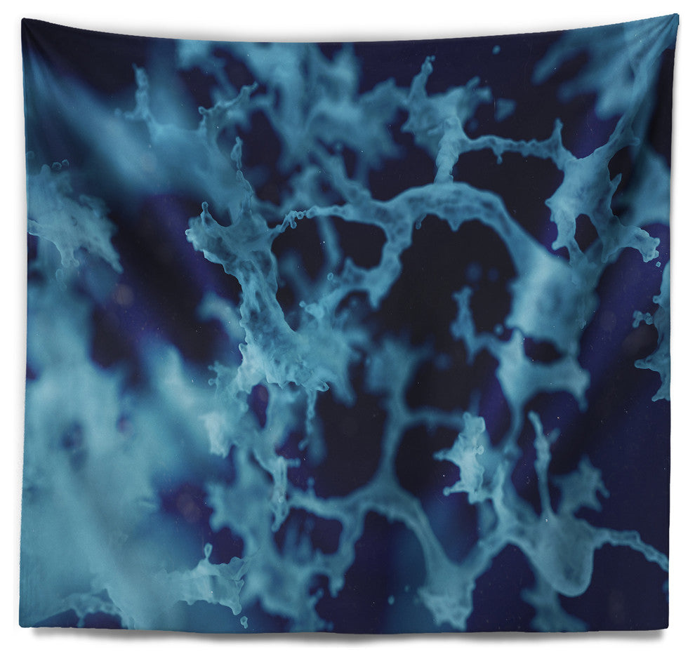 Cloudy Abstract Blue Texture Abstract Wall Tapestry, 60"x50"