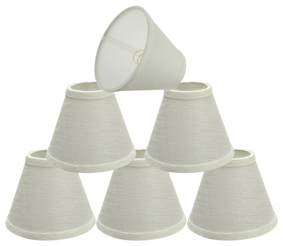 32119-6 Small Hardback Empire Chandelier Clip On Lamp Shade Pearl Linen 3"x6"x5"