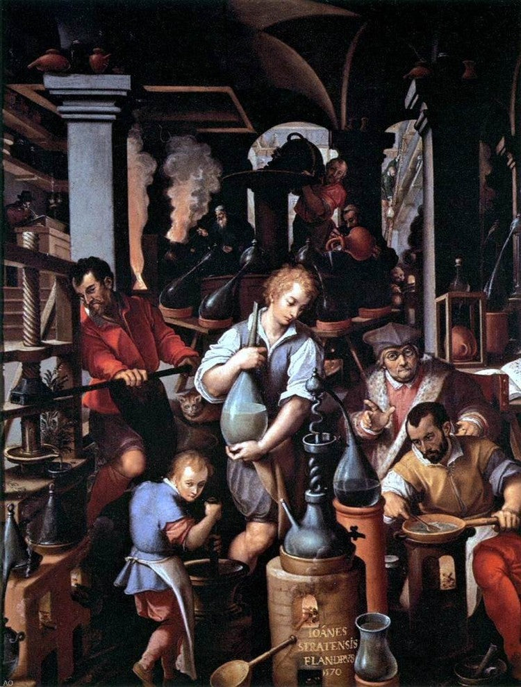 Johannes Stradanus An Alchemist's Laboratory, 21"x28" Gallery Wrapped Canvas